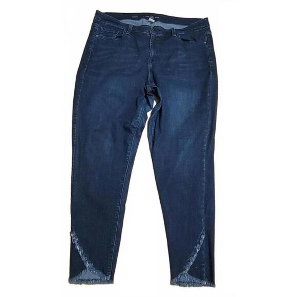 Lane‎ Bryant Dark Wash Fringe Hem Skinny Jeans 18R